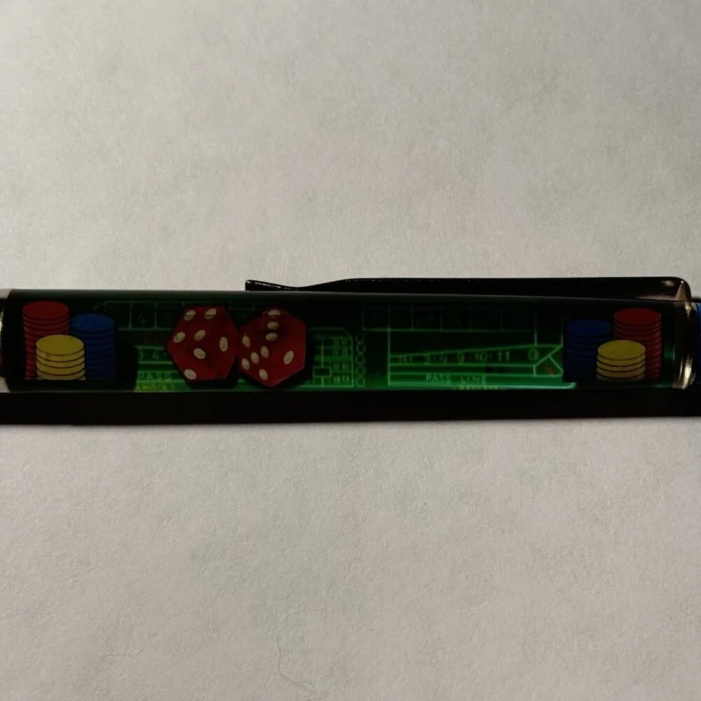 Las Vegas Craps Floaty Pen Red Dice Move by Game Table Poker Chip Stack Gambling